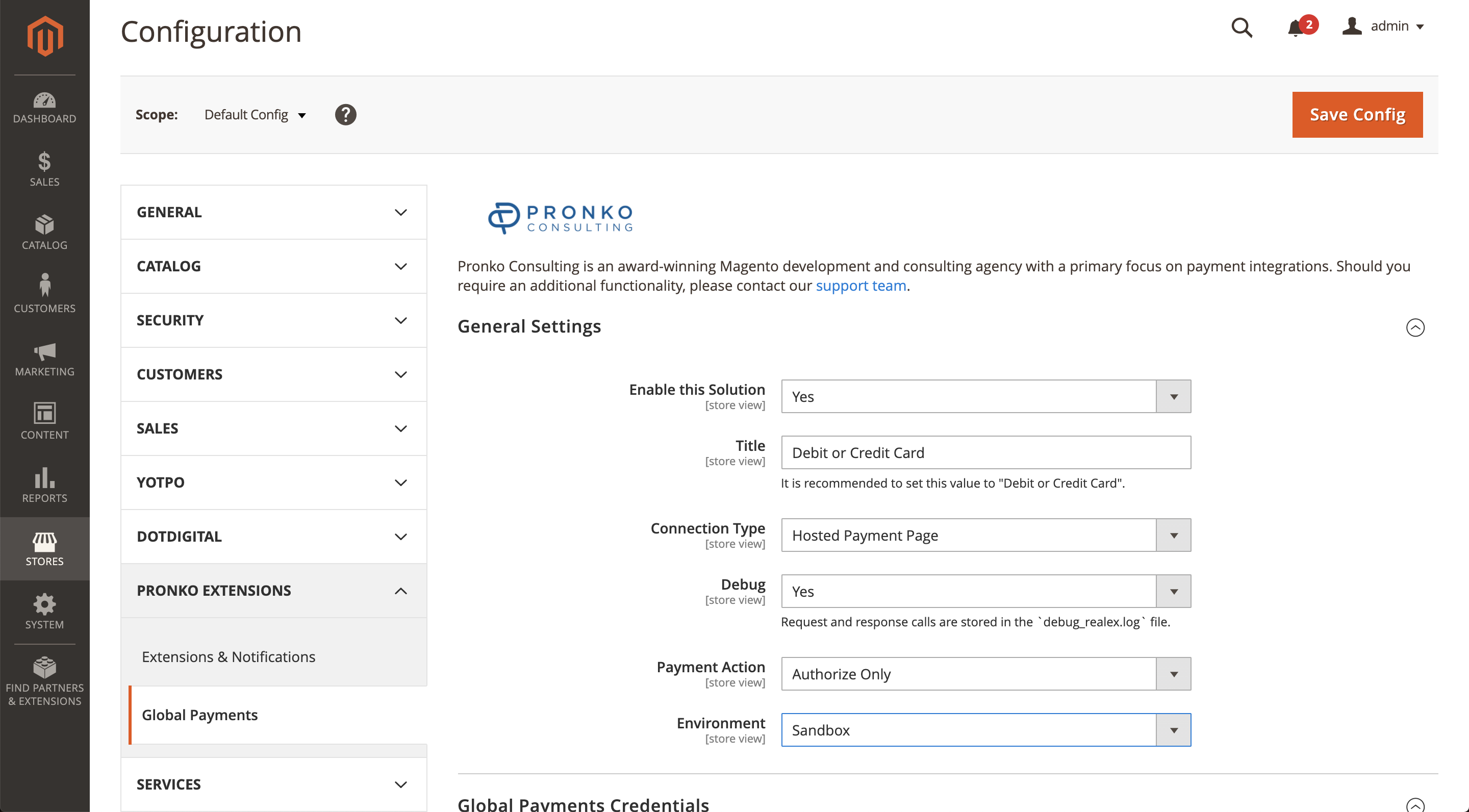 Global Payments Configuration